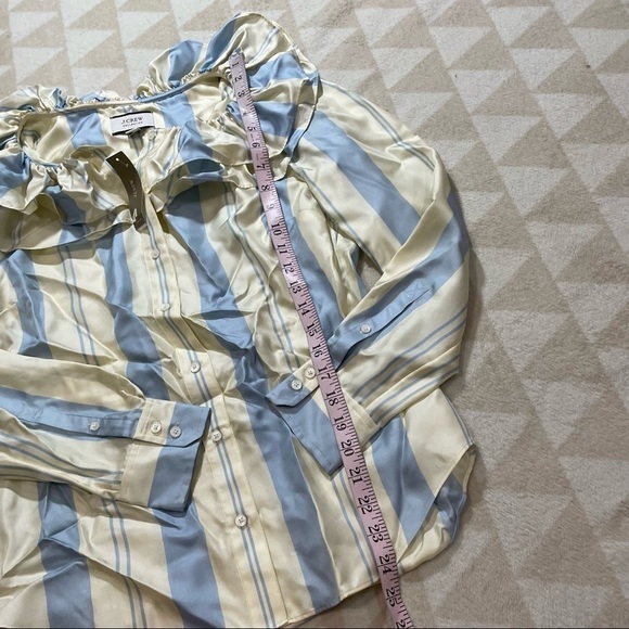 J crew collection ruffle collar top stripes silk twill - Picture 3 of 5